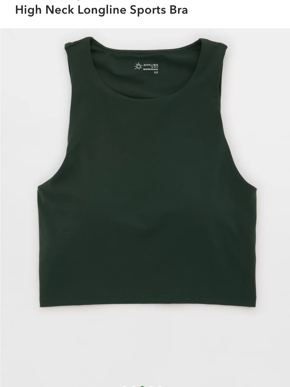 OFFLINE By Aerie Real Me XTRA High Neck Longline Sports Bra Dark Green Size XXL - Picture 2 of 9